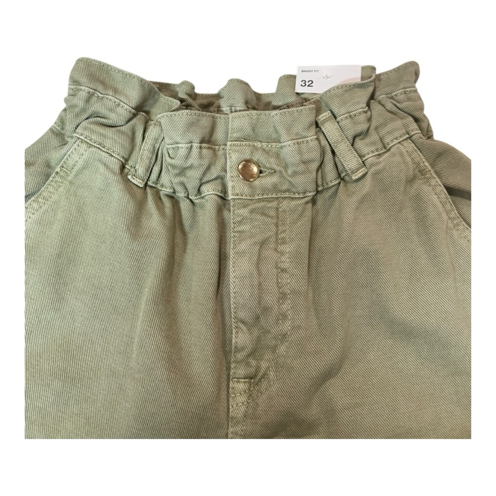 ZARA Baggy Fit Paperbag Waist Carrot Leg Pants Green Size 0 NWT - Picture 9 of 12